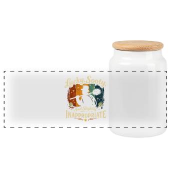 Happy, sooty, naughty | Chimney sweep - Panoramic Cookie Jar with Wooden Lid - white - Front