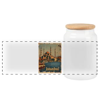 Istanbul Skyline Bosporus Moschee - Panorama Keksdose mit Holzdeckel - Weiß - Vorne