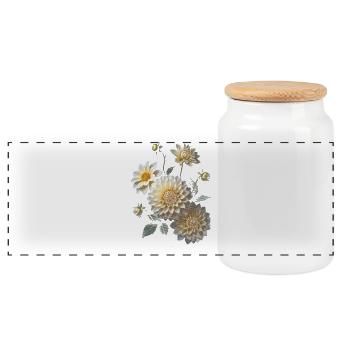 Crème magique de dahlia - Boîte à biscuits avec couvercle en bois - blanc - Devant
