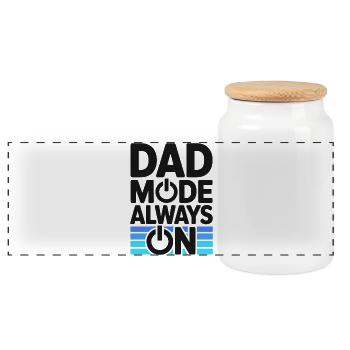 Dad Mode Always On Lustige Geschenkidee Vater - Panorama Keksdose mit Holzdeckel - Weiß - Vorne