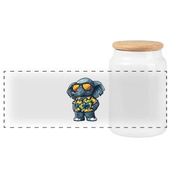 Holiday des Éléphants - Boîte à biscuits avec couvercle en bois - blanc - Devant