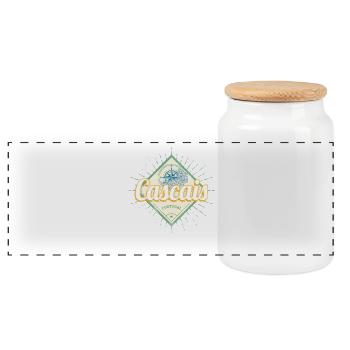 Souvenir vintage de vacances de Cascais au Portugal - Boîte à biscuits avec couvercle en bois - blanc - Devant