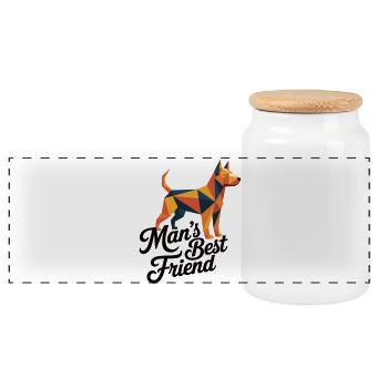 Le meilleur ami de l’homme au t-shirt chien - Boîte à biscuits avec couvercle en bois - blanc - Devant