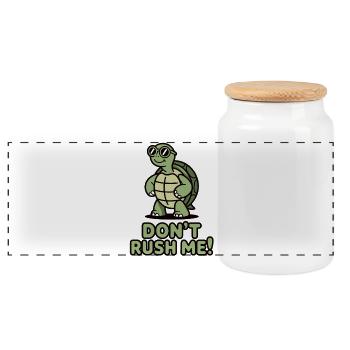 Don’t Rush Me Shirt mit Schildkröte - Panorama Keksdose mit Holzdeckel - Weiß - Vorne