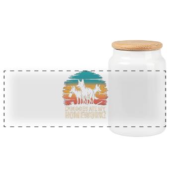 Dingo Australischer Wildhund Tierliebhaber Design - Panorama Keksdose mit Holzdeckel - Weiß - Vorne