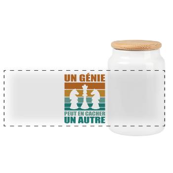 Cadeau Joueur Échecs Phrase Humoristique Génie - Boîte à biscuits avec couvercle en bois - blanc - Devant