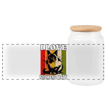 I Love Siamese Cat - Panorama Keksdose mit Holzdeckel - Weiß - Vorne