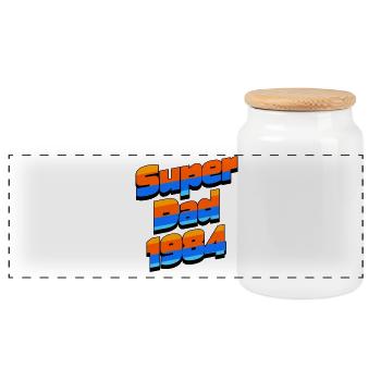 Super Dad 1984 – Retro 80s Style Father's Day Gift - Panoramic Cookie Jar with Wooden Lid - white - Front