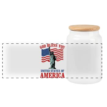 Statue patriotique des États-Unis Dragon, design du drapeau de la Liberté - Boîte à biscuits avec couvercle en bois - blanc - Devant