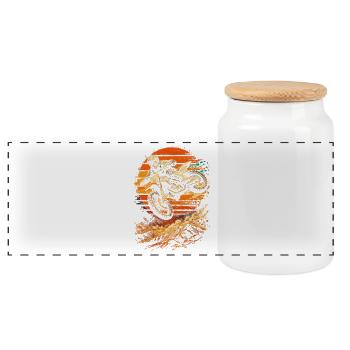Dirtbike Dirt Bike Motocross - Panoramic Cookie Jar with Wooden Lid - white - Front