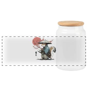 Samouraï Écureuil en Robe de Sakura - Boîte à biscuits avec couvercle en bois - blanc - Devant