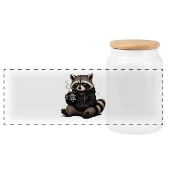 Thème du Sweat à Capuche Raccoon - Boîte à biscuits avec couvercle en bois - blanc - Devant
