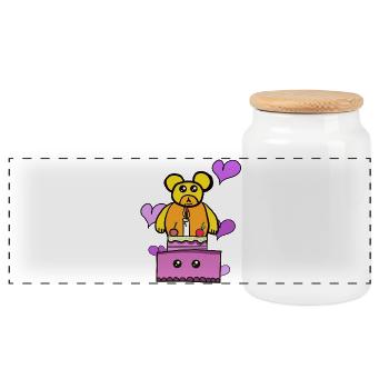 Teddybär Geburtstag Torte Kuchen Kinder - Panorama Keksdose mit Holzdeckel - Weiß - Vorne