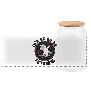 It’s OK To Be Different Unicorn Skiing - Panoramic Cookie Jar with Wooden Lid - white - Front