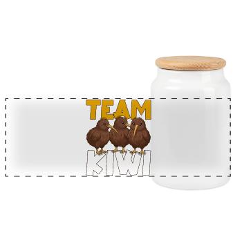 Équipe Kiwi Oiseau Kiwi Animal Mignon Kiwi Néo-Zélandais - Boîte à biscuits avec couvercle en bois - blanc - Devant