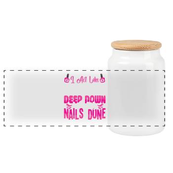 Nageldesigner Nageldesignerin Kosmetik Nagelstudio - Panorama Keksdose mit Holzdeckel - Weiß - Vorne