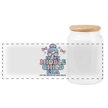 L’humour de la famille fille à l’ère de mon enfant du milieu - Boîte à biscuits avec couvercle en bois - blanc - Devant