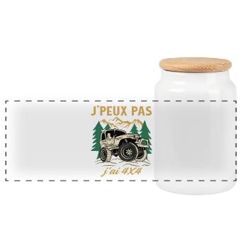 J’Peux Pas J’ai 4x4 Humour Off Road Tout Terrain - Boîte à biscuits avec couvercle en bois - blanc - Devant