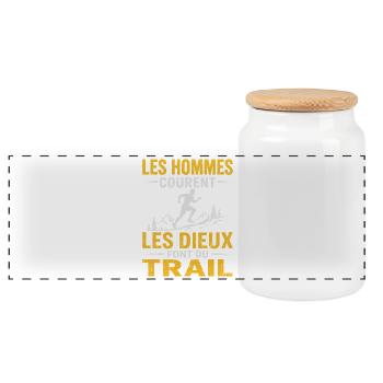 Les Hommes Courent Les Dieux Font du Trail Humour - Boîte à biscuits avec couvercle en bois - blanc - Devant