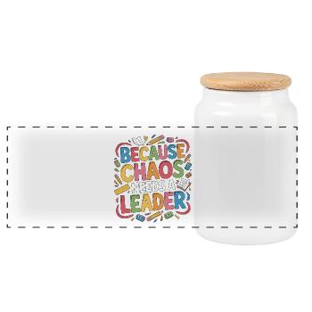 Homeroom Teacher Because Chaos Needs Class Advisor - Panoramic Cookie Jar with Wooden Lid - white - Front