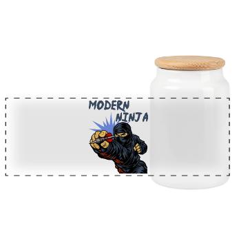 Fléchettes : Le Ninja Moderne - Boîte à biscuits avec couvercle en bois - blanc - Devant