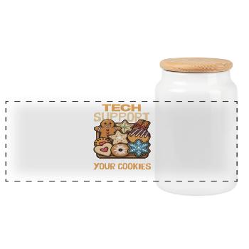 Tech Support Ich lösche deine Cookies Kekse - Panorama Keksdose mit Holzdeckel - Weiß - Vorne