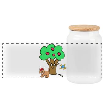 Pommier Chat Oiseau Enfants Jardin Nature - Boîte à biscuits avec couvercle en bois - blanc - Devant