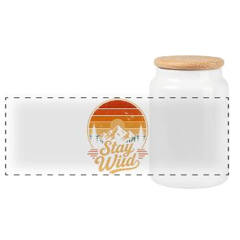 Stay Wild Retro Mountains Vintage Sunset - Panoramic Cookie Jar with Wooden Lid - white - Front