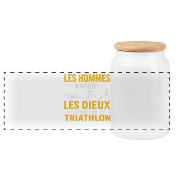Les Hommes Nagent Les Dieux Font du Triathlon  - Boîte à biscuits avec couvercle en bois - blanc - Devant
