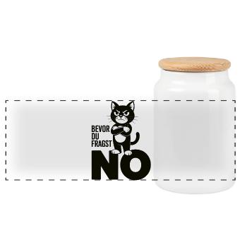 Schwarze Katze Shirt - Sarkastisches No Design - Panorama Keksdose mit Holzdeckel - Weiß - Vorne