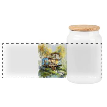 Container Life Woodland Studio - Panoramic Cookie Jar with Wooden Lid - white - Front