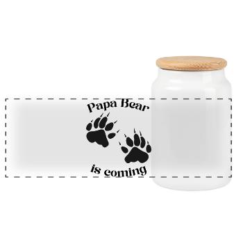 Papa Bear Paw Print – Family Dad Shirt - Panorama Keksdose mit Holzdeckel - Weiß - Vorne