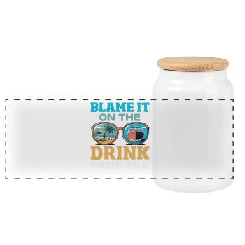 Blame It On The Drink Package Alcohol - Panoramic Cookie Jar with Wooden Lid - white - Front