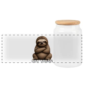 Not Today Sloth Attitude - Panoramic Cookie Jar with Wooden Lid - white - Front