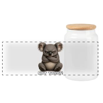 Grummeliger Koala – Not Today - Panorama Keksdose mit Holzdeckel - Weiß - Vorne