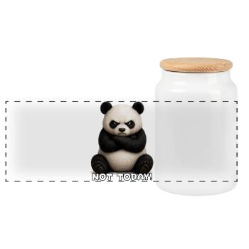 Panda Not Today Meme - Panoramic Cookie Jar with Wooden Lid - white - Front