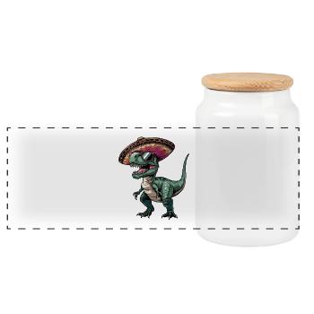 Sombrero drôle de dinosaure T-Rex - Boîte à biscuits avec couvercle en bois - blanc - Devant