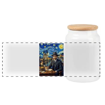Franz Kafka Sternennacht - Panorama Keksdose mit Holzdeckel - Weiß - Vorne