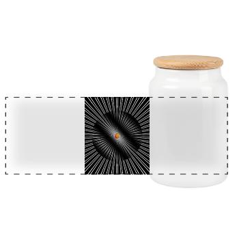 Sun Wheel Spiral Neon Center - Panoramic Cookie Jar with Wooden Lid - white - Front