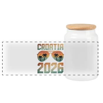 Croatia 2026 - Panorama Keksdose mit Holzdeckel - Weiß - Vorne