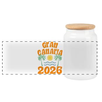 Grande Canarie 2026 - Boîte à biscuits avec couvercle en bois - blanc - Devant