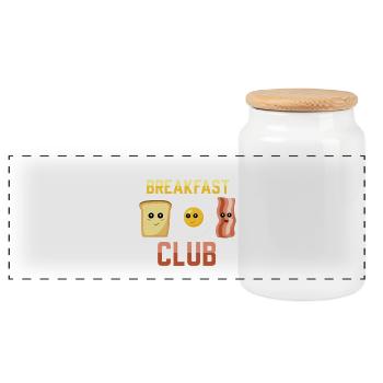 The Breakfast Club – Cute Toast Egg Bacon - Panoramic Cookie Jar with Wooden Lid - white - Front