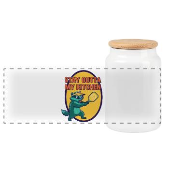 Pickleball Funny Player Stay Outta My Kitchen - Panoramic Cookie Jar with Wooden Lid - white - Front