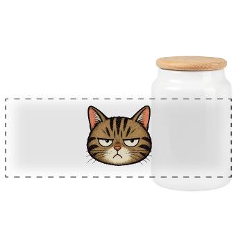 Dessin animé Grim Cat - Boîte à biscuits avec couvercle en bois - blanc - Devant