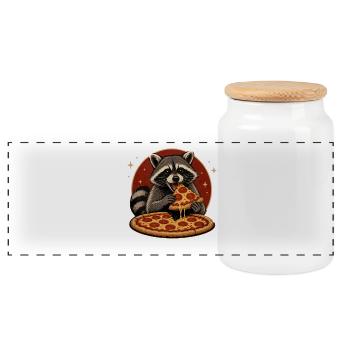 Pizza Raccoon - Boîte à biscuits avec couvercle en bois - blanc - Devant