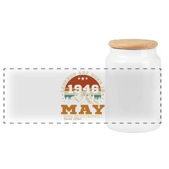 Geburtstagsgeschenk Mai 1946 - Panorama Keksdose mit Holzdeckel - Weiß - Vorne