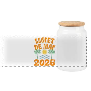 Lloret De Mar 2026 - Panorama Keksdose mit Holzdeckel - Weiß - Vorne