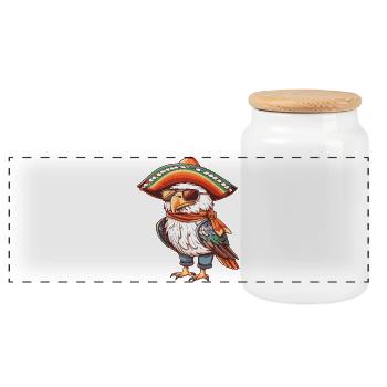 Adler Comic Lustig Sombrero - Panorama Keksdose mit Holzdeckel - Weiß - Vorne