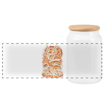 Dragon Dance Dragon Dance Fireworks - Panoramic Cookie Jar with Wooden Lid - white - Front
