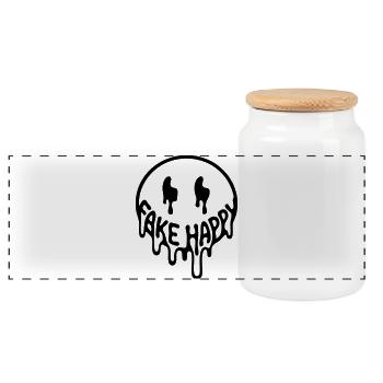 Fake Happy - Panorama Keksdose mit Holzdeckel - Weiß - Vorne